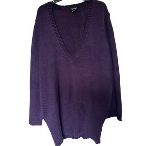 NYC V-Neck Bell Sleeves Ribbed Knit Pullover Sweater 3XL‎